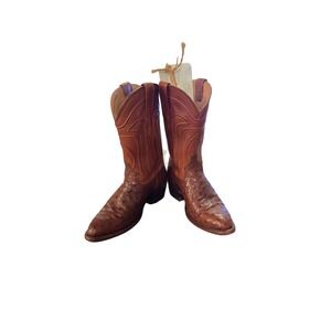 Tecovas The Jessie Bourbon Full Quill Ostrich Western cowgirl Boots Womens 5 B